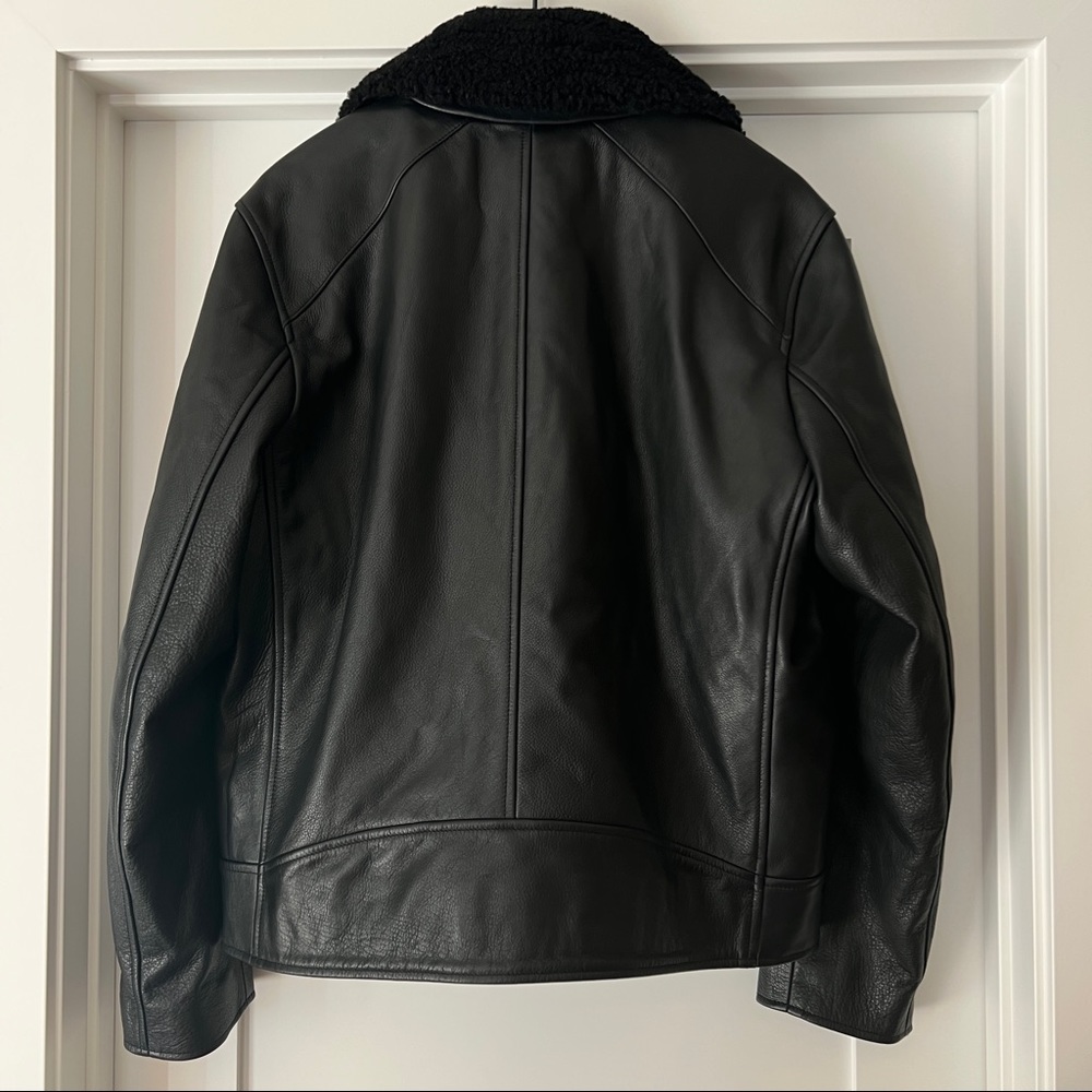 Rag & Bone Buzz Shearling-Trim Leather Moto Jacket - Picture 3 of 14